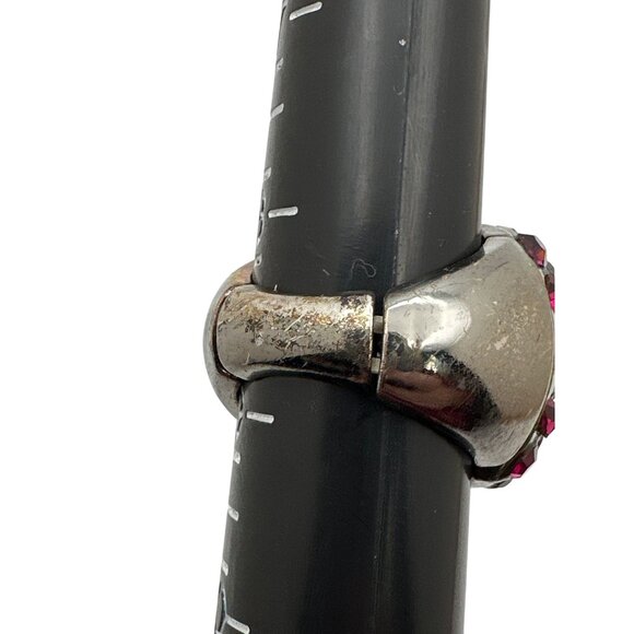 Retro Vibe Purple Ombre Cocktail Ring Dome Stretch Wide Tri Color Rhinestones - Picture 6 of 6